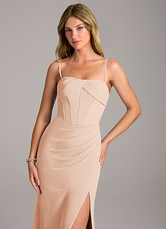 Azazie Chantel 신부 들러리 드레스 쉬스 스트랩리스 쉬폰 바닥 길이 드레스 image2