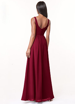 Azazie Keyla Bridesmaid Dresses Burgundy A-Line V-Neck Pleated Chiffon Dress image5