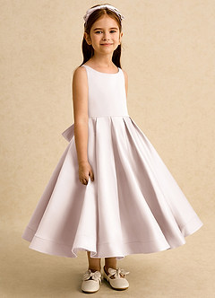 Azazie Babs Flower Girl Dresses Rose Petal Ball-Gown Pleated Matte Satin Dress image3