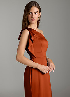Azazie Rinna Brautjungfernkleider Meerjungfrau-Linie Gestreift Stretch-Satin Kleid Paprika image5