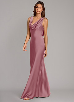 Azazie Cheryl Bridesmaid Dresses Vintage Mauve Mermaid Stretch Satin Dress image3