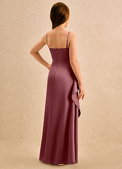 Azazie Cannoli Girls Formal Sukienki dla dziewczynek sypiących kwiaty Linia A Pofałdowany Satyna elastyczna Długość podłogi Sukienka image2