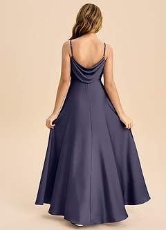 Azazie Bug Junior Linia A Pofałdowany Satyna elastyczna Długość podłogi Młodsza druhna Sukienka image2