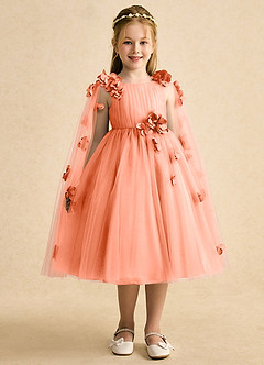 Azazie Staria Flower Girl Dresses Sunset Ball-Gown Ruched Tulle Dress image6