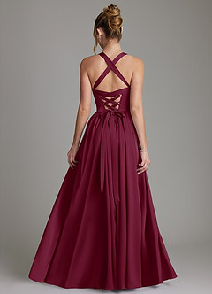 Azazie Francis Bridesmaid Dresses Mulberry A-Line Corset Stretch Satin Dress image2