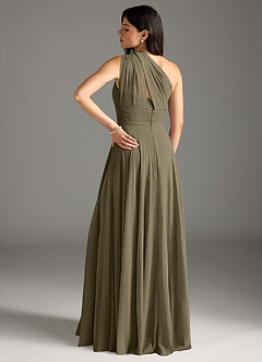 Azazie Charlize Bridesmaid Dresses Willow Green A-Line One Shoulder Chiffon Dress image2