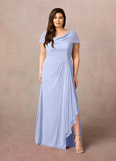 Azazie Mary Mother of the Bride Dresses Ice A-Line Side Slit Chiffon Dress image6