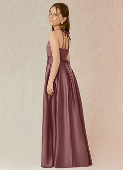 Azazie Arianthe Junior Vintage Mauve A-Line with Pockets Stretch Satin Dress image5