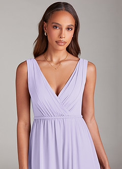 Azazie Tanicia Robes de demoiselle d'honneur Robe Trapèze en Mousseline de soie Plissée Lilas image5