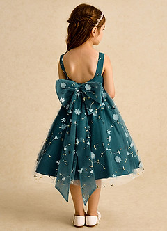 Azazie Bean Robe Demoiselle D'honneur Fillette Robe Robe de bal en Tulle Sans manches Vert Pin image2