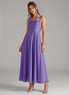 Azazie Shaude Bridesmaid Dresses Tahiti A-Line Pleated Stretch Satin Dress image4