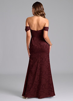 Azazie Saige Bridesmaid Dresses Cabernet A-Line Off the Shoulder Floral Burnout Convertible Dress image6