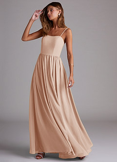 Azazie Calianna Bridesmaid Dresses English Rose A-Line Off the Shoulder Chiffon Convertible Dress image3