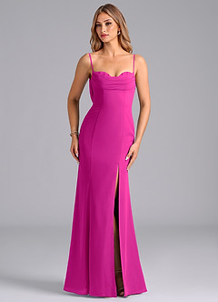 Azazie Wynni Bridesmaid Dresses Fuchsia Mermaid Corset Chiffon Dress image4