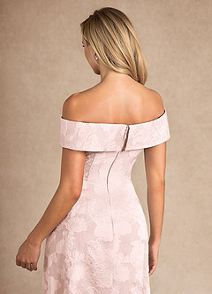 Azazie New London Abiti per la Madre della Sposa Abito A-Line in Burnout Floreale Plissettato Jacquard Rosa Chiaro image7