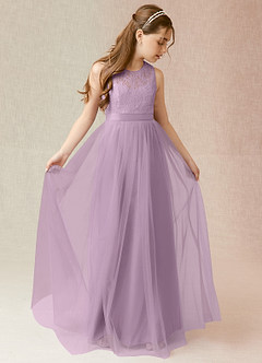 Azazie Georgette Junior Wisteria A-Line Lace Tulle Dress image1