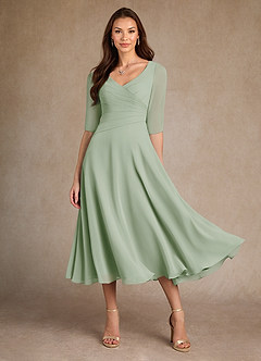 Azazie Durant Mother of the Bride Dresses Dusty Sage A-Line Pleated Chiffon Dress image2