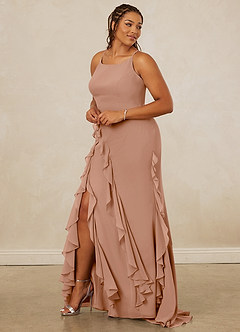 Christian Siriano Bridal for Azazie 1006 Bridesmaid Dresses Champagne Rose Mermaid Ruched Chiffon Dress image11