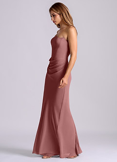 Azazie Debby Bridesmaid Dresses Desert Rose Mermaid Strapless Chiffon Dress image4