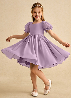 Azazie Jolie Flower Girl Dresses Wisteria A-Line with Sleeves Chiffon Dress image3
