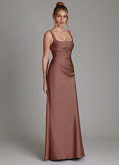 Azazie Agustina Abiti da Damigella Abito Sirena in Raso Elasticizzato Corsetto Espresso image4