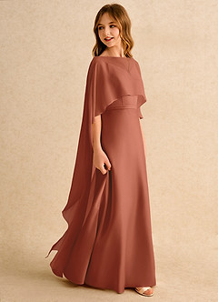 Azazie Fishie Girls Formal Abiti da Ragazza di Fiori Abito A-Line in Raso Opaco Auburn image6