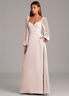 Azazie Annistyn Brudtärnklänningar Klänning av A-Linje i Chiffong Långärmad Rosenblad image1