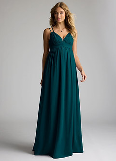 Azazie Emree Brautjungfernkleider für Schwangere A-Linie Chiffon Bodenlänge Kleid image1