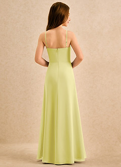 Azazie lolly Girls Formal Robe Demoiselle D'honneur Fillette Robe Trapèze en Mousseline de soie Plissée Sorbet Citron image2