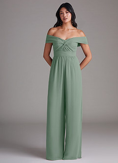 Azazie Lamara Šaty pro družičky Overal Z ramene Z ramene Šifón image3