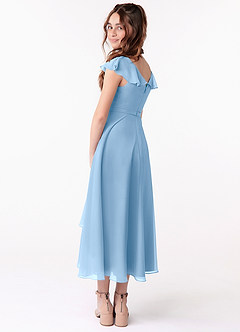 Azazie Posie Junior Powder Blue A-Line Ruched Chiffon Dress image3