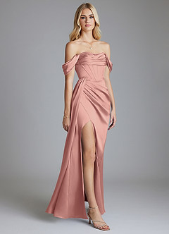 Azazie Amyra Vestidos de damas de honor Vestido de Rosetón de Satén Elástico de Corte Sirena Convertible con Vestidos sin tirantes image5