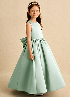 Azazie Daisies Robe Demoiselle D'honneur Fillette Robe Princesse en Mat Satiné Arc Agave image6
