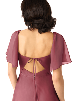 Azazie Chloe Abiti da Damigella Abito A-Line in Chiffon Scollo a Cuore Merlot image3