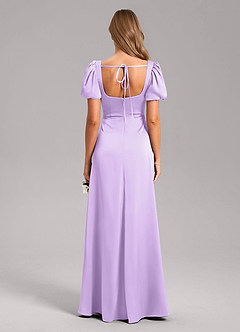 Azazie Fyona Bridesmaid Dresses Lilac A-Line Pleated Stretch Satin Dress image2
