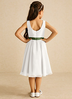 Azazie Elina Flower Girl Dresses Ivory Olive A-Line Sleeveless Chiffon Dress image6