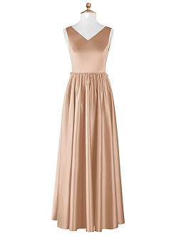 Azazie Hathaway Junior English Rose A-Line Bow Stretch Satin Dress image7