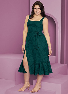 Barbie ♥ Azazie Bridesmaid Dresses Pine A-Line with Pockets Floral Burnout Dress image6