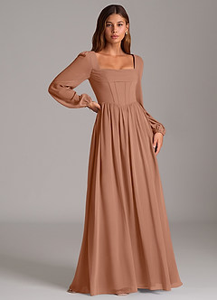 Azazie Maree Bridesmaid Dresses Bronzer A-Line Corset Chiffon Dress image3