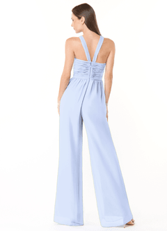 Azazie Berdie Bridesmaid Dresses Ice Halter Chiffon Jumpsuit image2