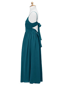 Azazie Zeya Junior Robe Trapèze en Mousseline de soie Bleu Encre image9