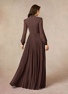 Azazie Adellah vestidos de madre de la novia Vestido de Ganache de Gasa de Corte en A con Plisado image3