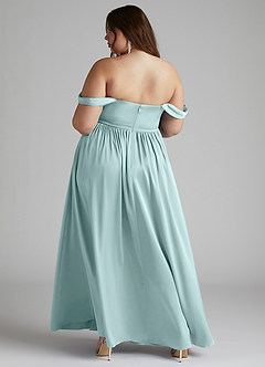 Azazie Morana Robes de demoiselle d'honneur Robe Trapèze Convertible en Satin extensible Épaule décolletée Verre De Mer image14