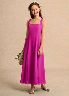 Azazie Tater Girl vestidos de niña de las flores Vestido de Fucsia de Gasa de Corte En A con Plisado image1