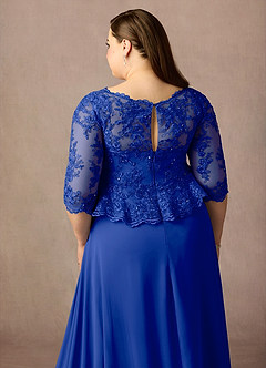 Azazie Averie Mother of the Bride Dresses Royal Blue A-Line Boatneck Sequins Chiffon Dress image19