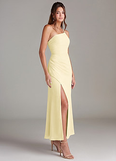 Azazie Eren 신부 들러리 드레스 인어 한쪽 어깨 쉬폰 발목 길이 드레스 image4