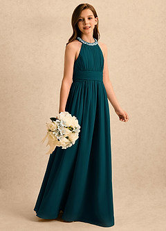 Azazie Aria Girls Formal Flower Girl Klänningar Klänning A-Line i Chiffong Plisserad image3