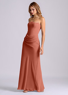 Azazie Debby Final Sale Clay Mermaid Strapless Chiffon Dress image3