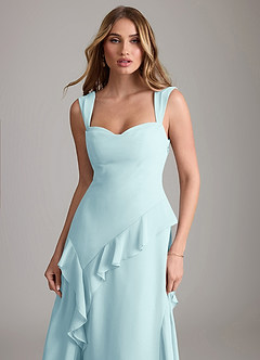 Azazie Sloane Robes de demoiselle d'honneur Robe Trapèze en Mousseline de soie Encolure en Forme de Cœur Verre De Mer image6