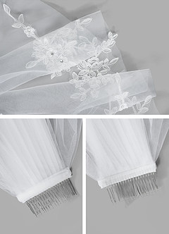 front Rose Lace Elbow Length Veil With Blusher